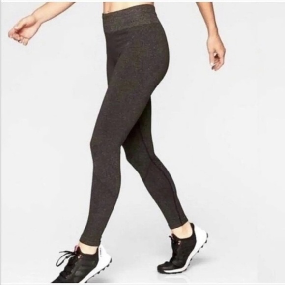 ATHLETA Shimmer Seamless Tight Espresso Legging Size Medium Gold Brown LIKE NEW - Picture 8 of 8